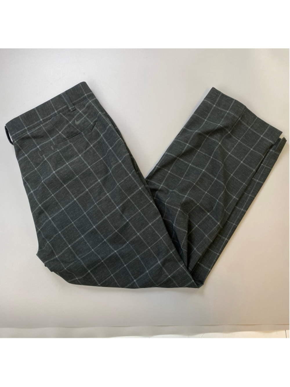 Nike Golf Pants Mens 34 x 30 Gray Dri-Fit Windowpane Plaid Athleisure Preppy